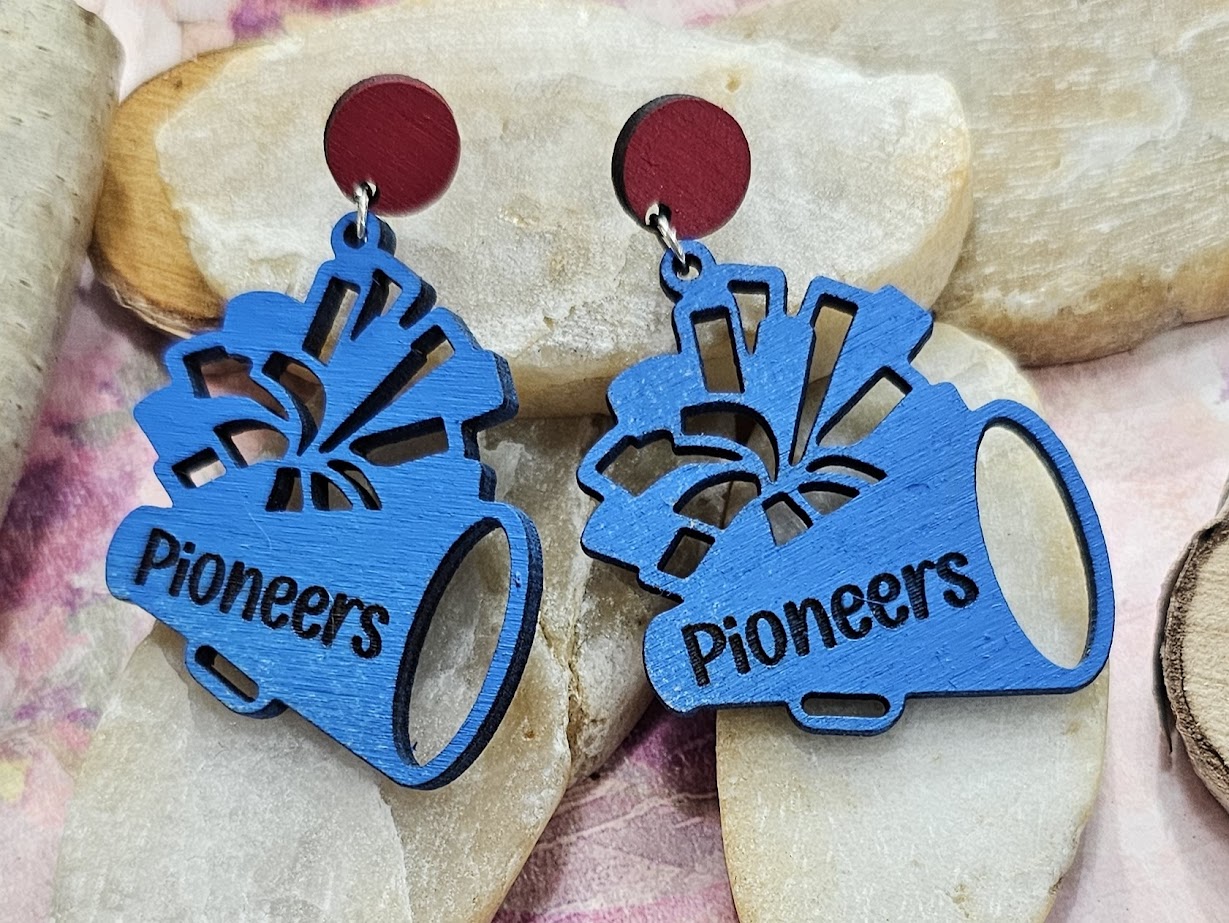 Cheer Earrings, Zane Trace Pioneers (Earrings-064-Pioneers)