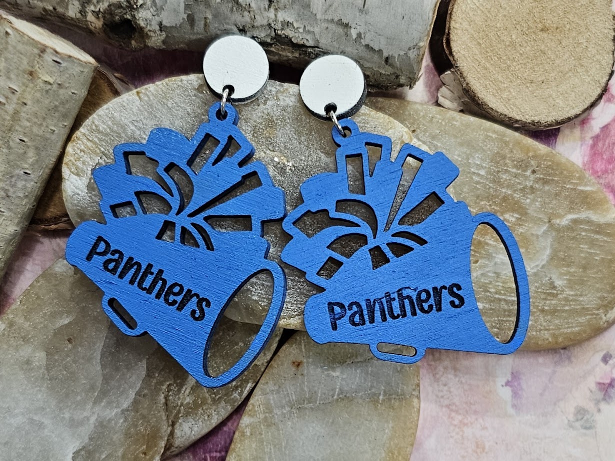 Cheer Earrings, Southeastern Panthers (Earrings-064-Panthers)
