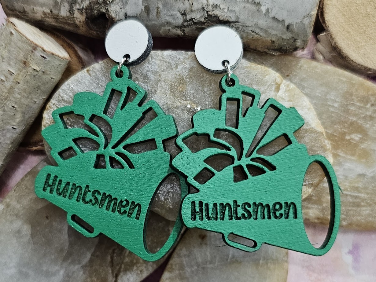 Cheer Earrings, Huntington Huntsmen (Earrings-064-Huntsmen)