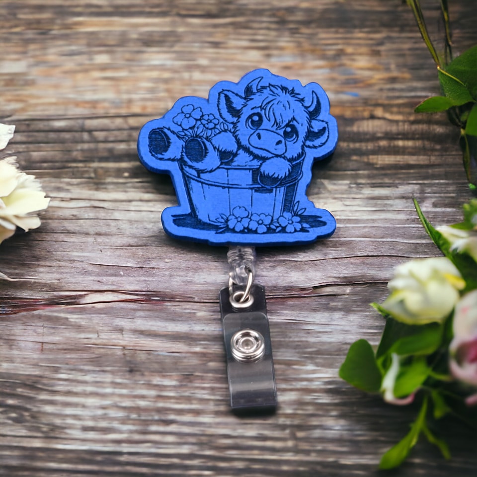 Highland Cow Badge Reel for Nurse/Medical