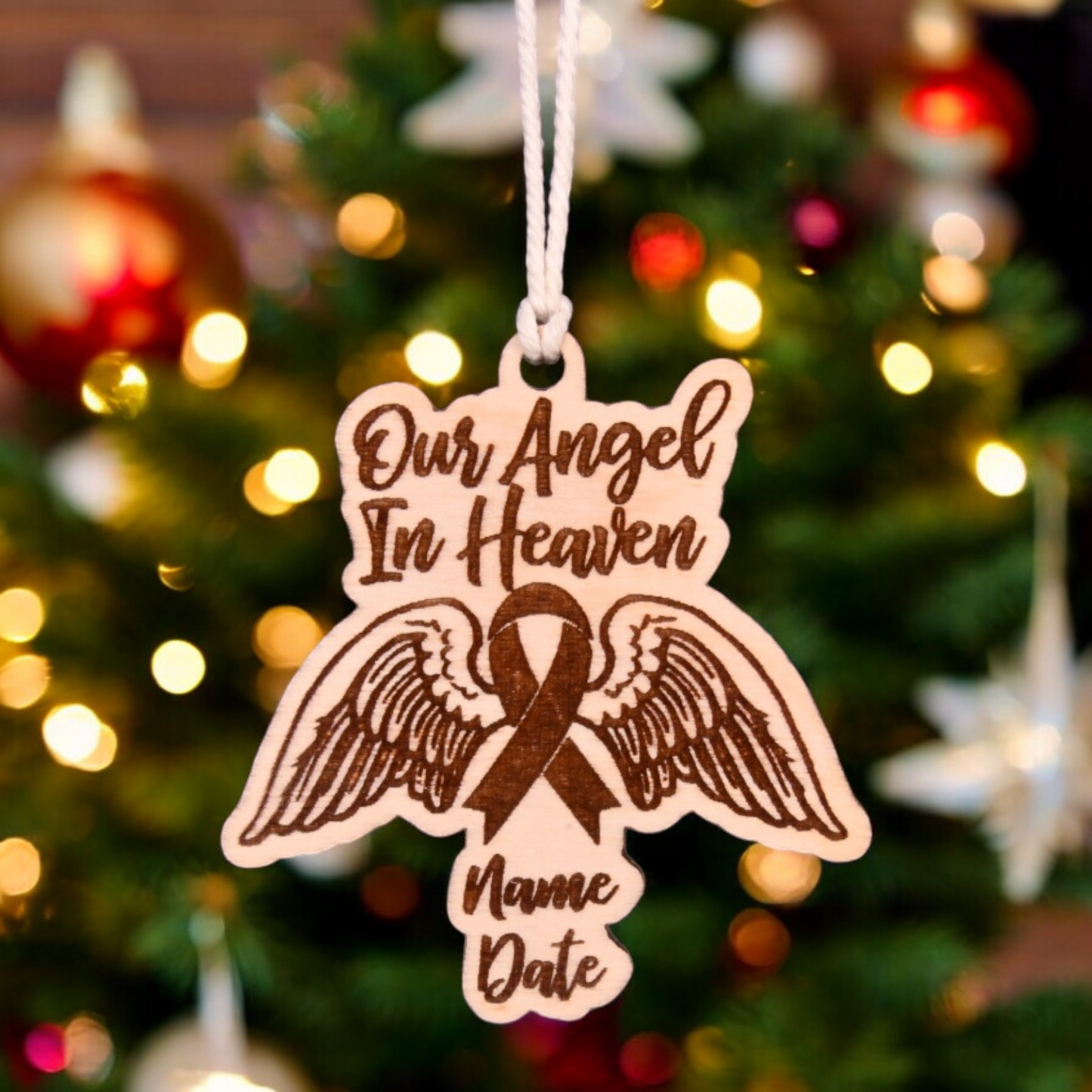 Angel Wings With Ribbon Christmas Ornament or Mirror Hanger (AngelWings-007)