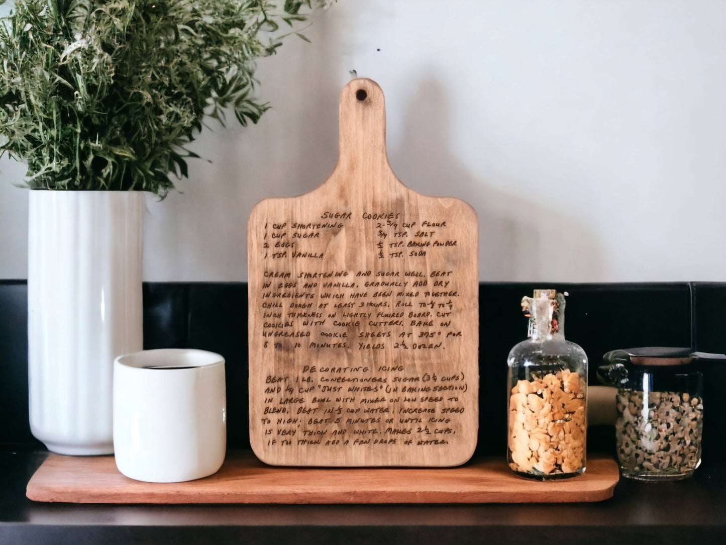 Rustic Heirloom Cutting Board with Handwritten Recipe