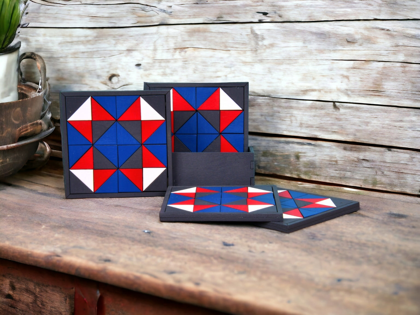 Barn Quilt Coaster Set