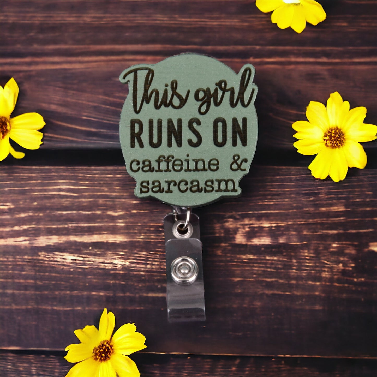 Sarcasm and Caffeine Badge Reel for Nurse/Medical