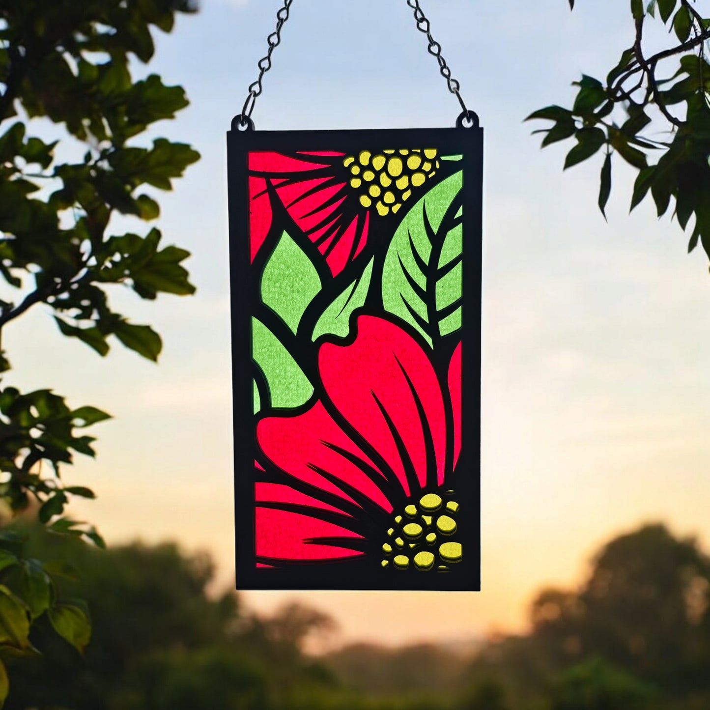 Poppy Flower Panel Suncatcher