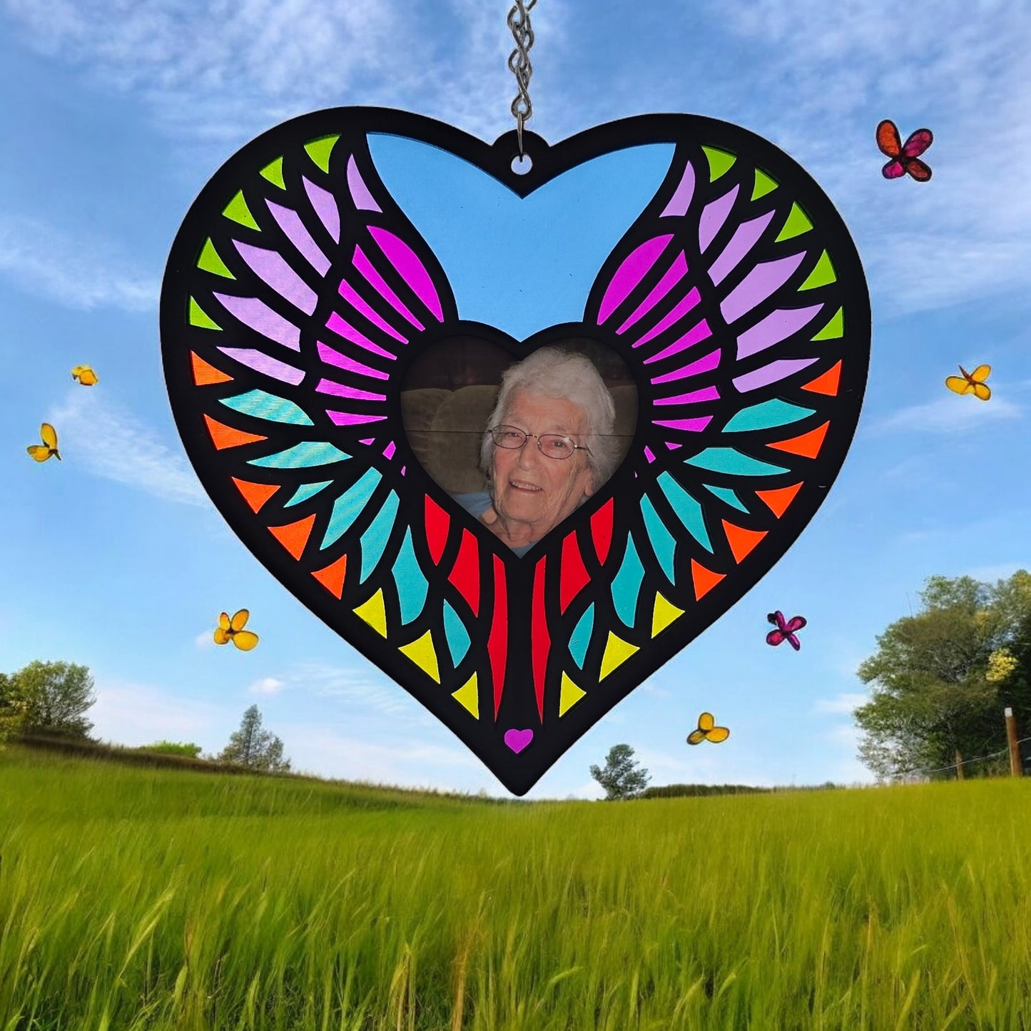 Memorial Heart Wing Suncatcher