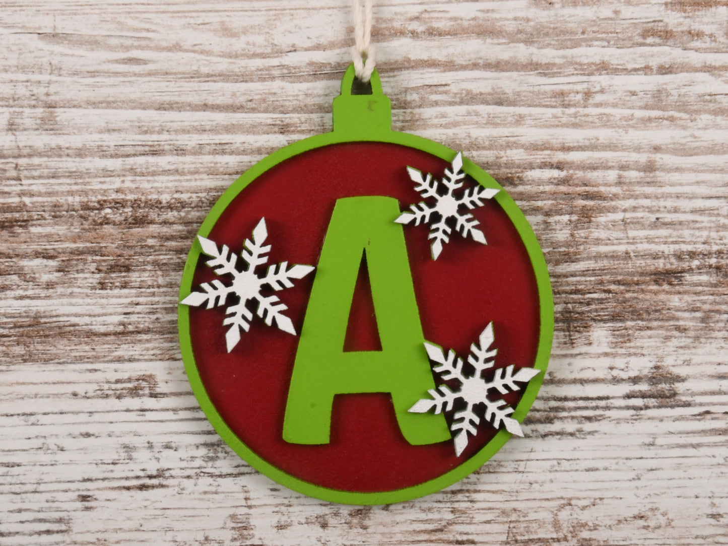 Round Snowflake Monogram Layered Ornament