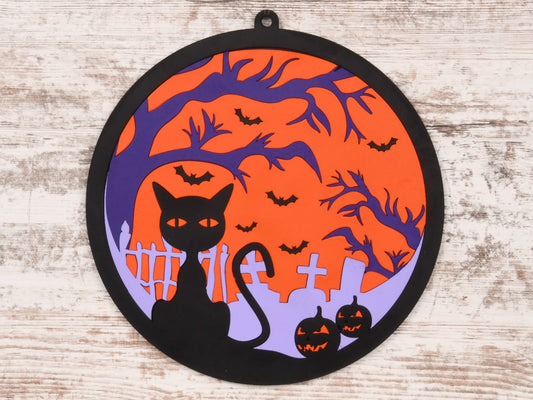 Halloween Cat Layered Sign or Door Hanger