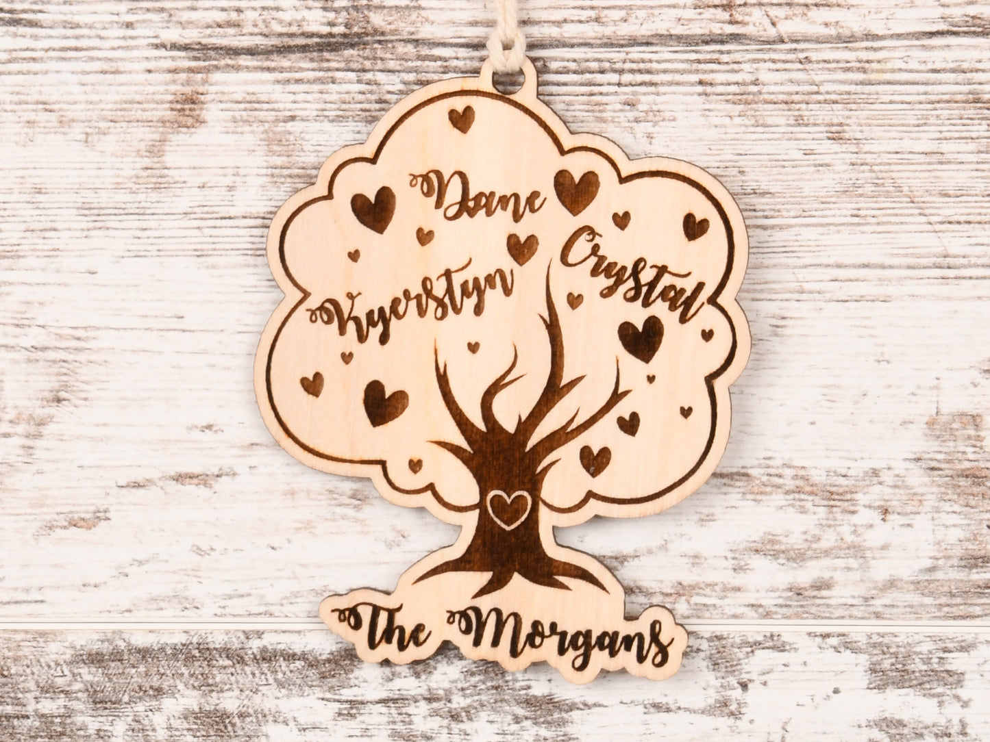 Family Tree Christmas Ornament or Mirror Hanger (Family Tree-001)