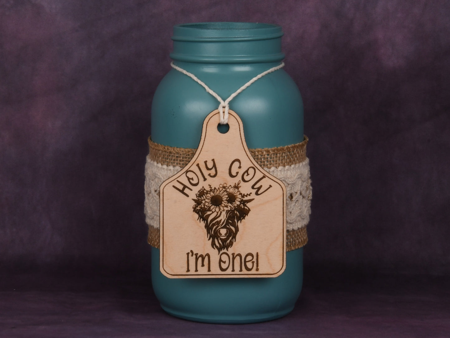 Holy Cow I'm One Mason Jar Decoration