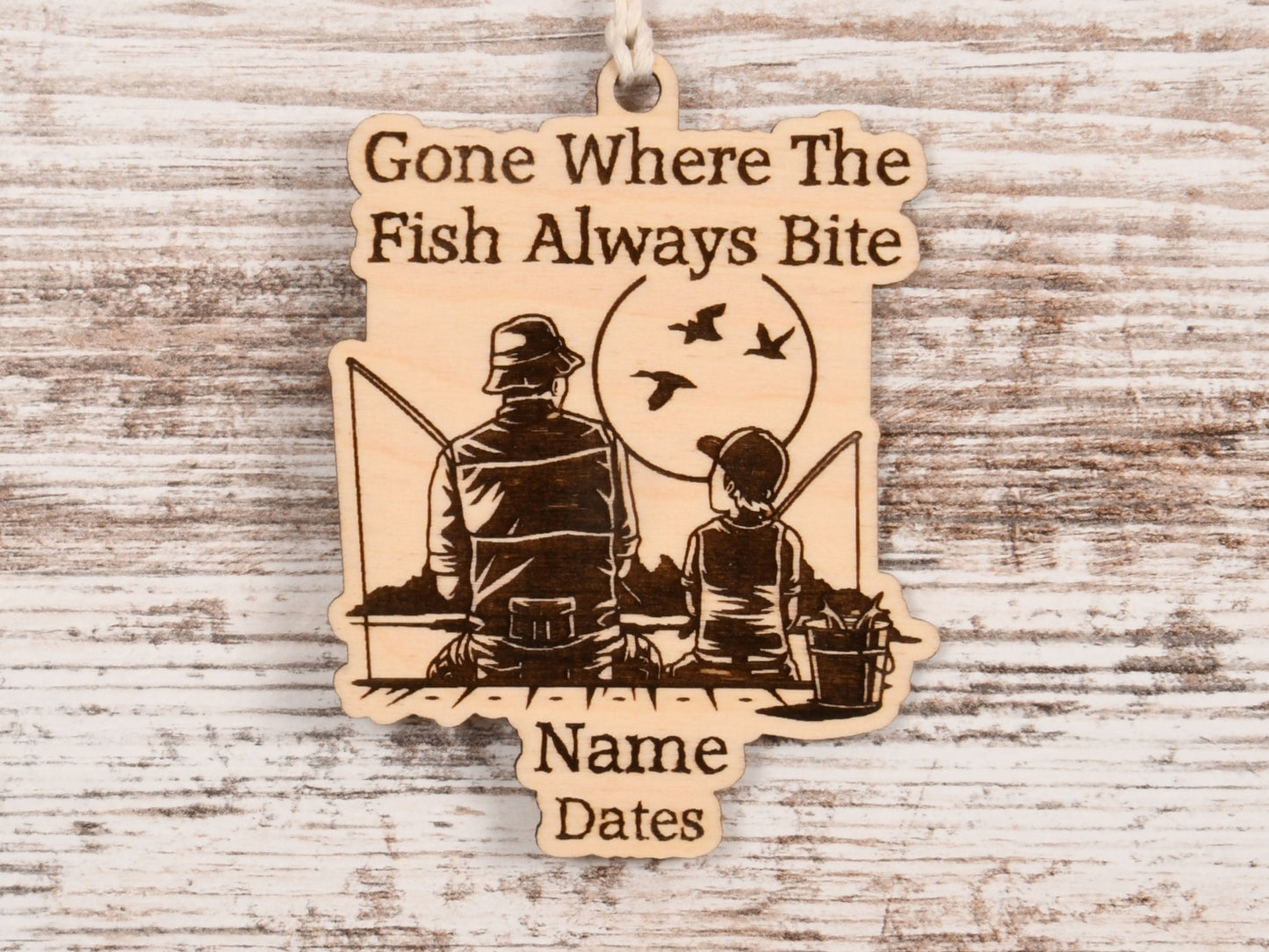 Fishing Christmas Ornament or Mirror Hanger (Fish-007a)