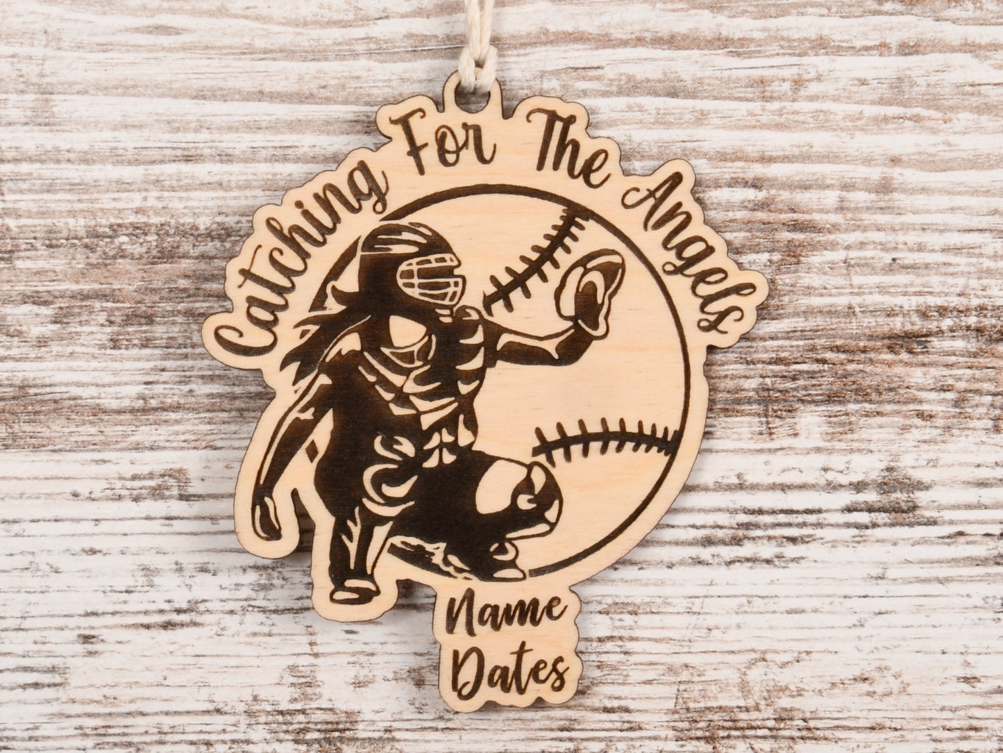 Softball Catcher Christmas Ornament or Mirror Hanger (Softball-001a)