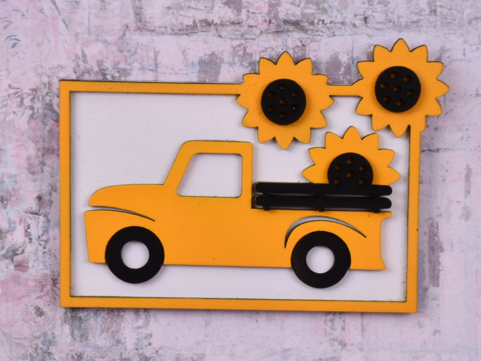Sunflower Truck Tier Shelf Decor