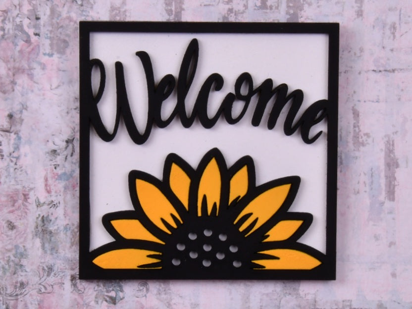 Sunflower Welcome Tier Shelf Decor