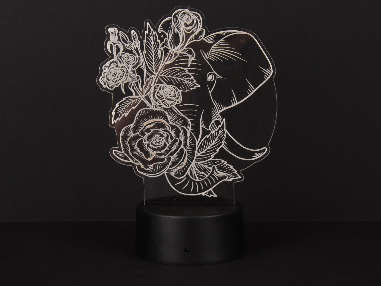 Elephant With Flowers Acrylic Illusion Light
