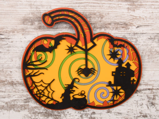 Halloween Witch Pumpkin Layered Sign or Door Hanger