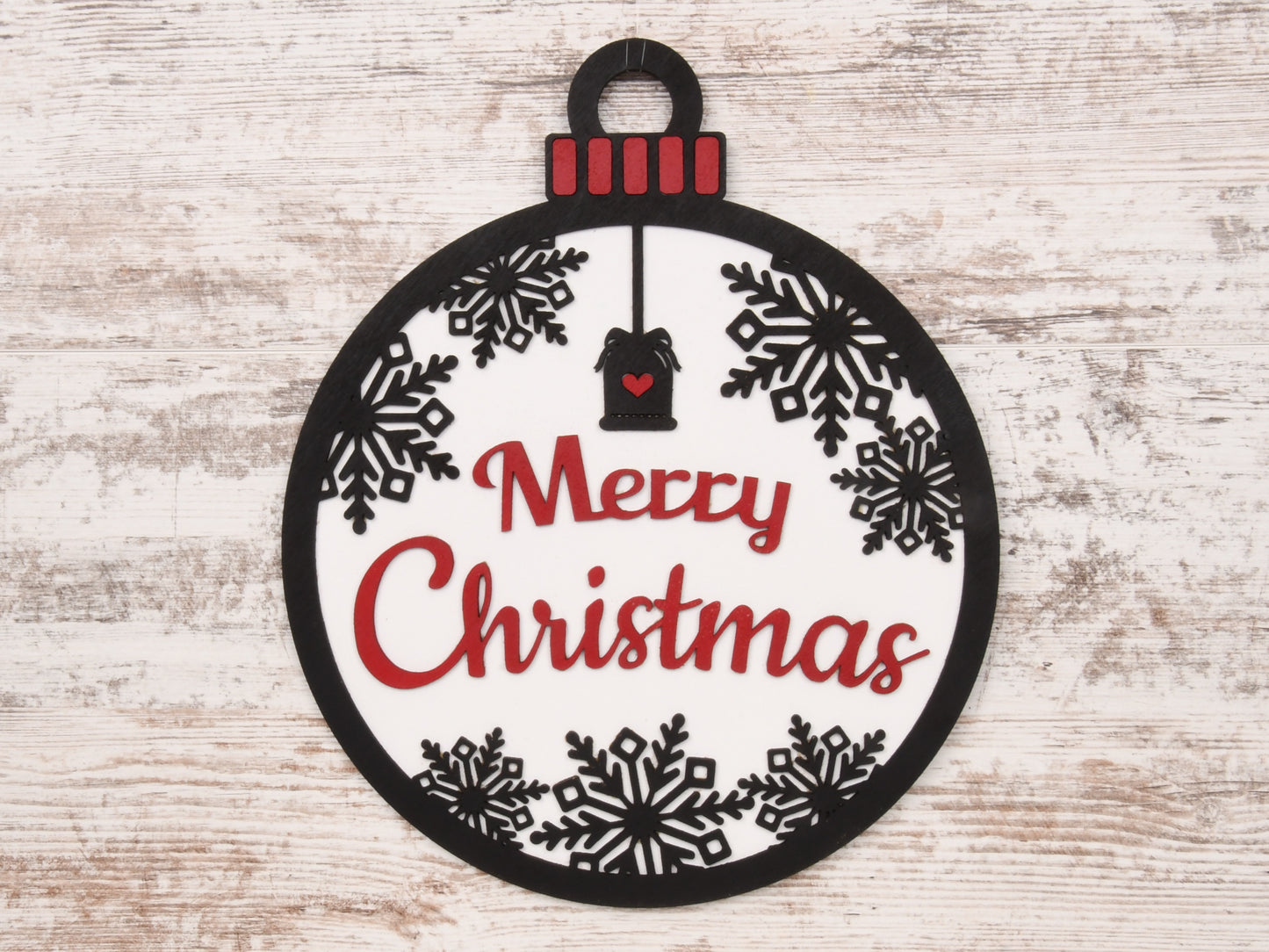 Merry Christmas Bulb Layered Sign or Door Hanger