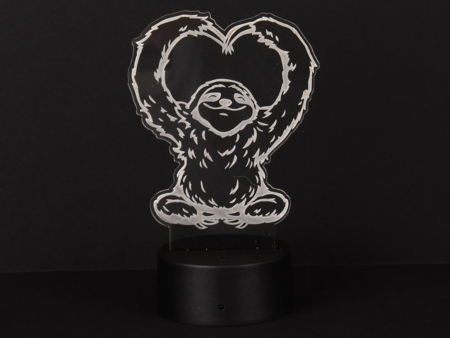 Sloth Heart Acrylic Illusion Light