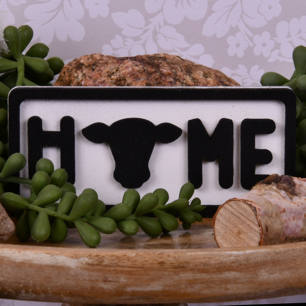Home With Cow Head Tier Shelf Decor