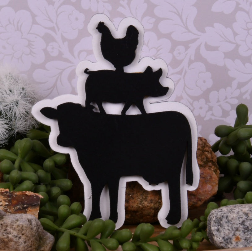 Chicken, Pig, Cow Stack Tier Shelf Decor