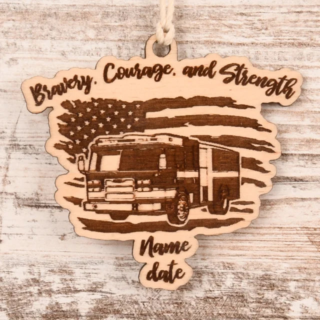 Fire Fighter Christmas Ornament or Mirror Hanger (FireFighter-002)