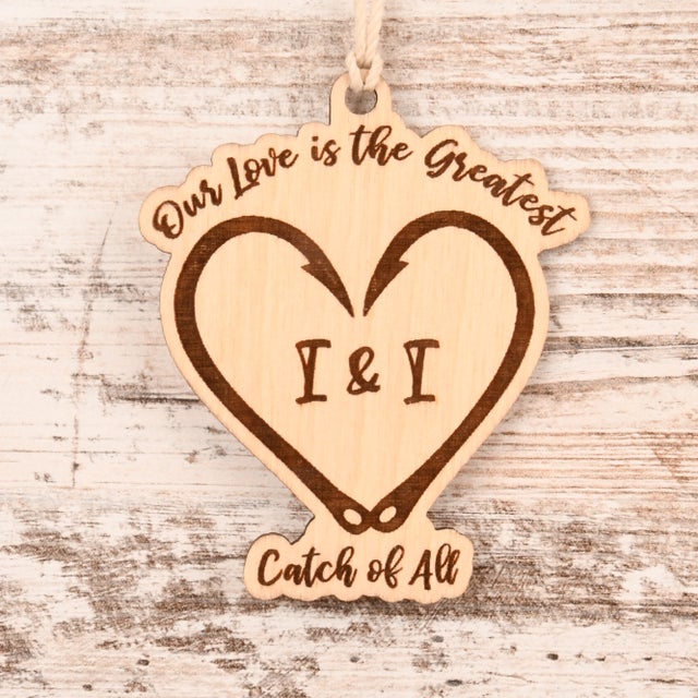 Fishing Couple Greatest Catch Christmas Ornament or Mirror Hanger (Fish-005)