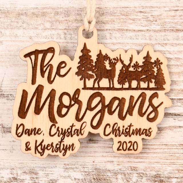 Family Names Christmas Ornament or Mirror Hanger (Family-001)