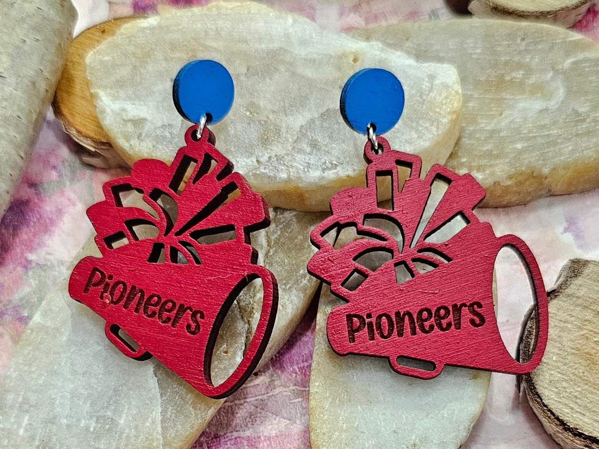 Cheer Earrings, Zane Trace Pioneers (Earrings-064-Pioneers)