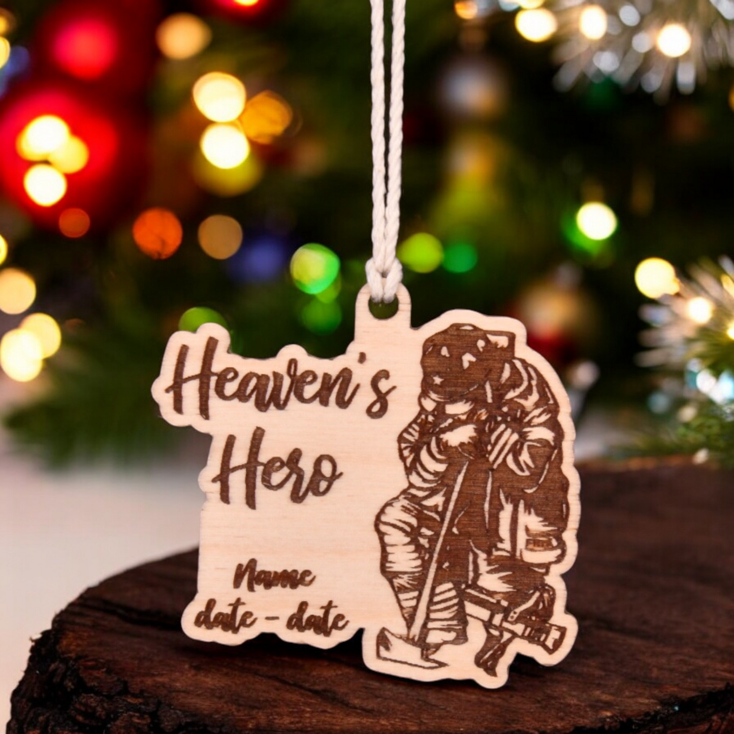 Fire Fighter - Heaven's Hero Christmas Ornament or Mirror Hanger (FireFighter-004)