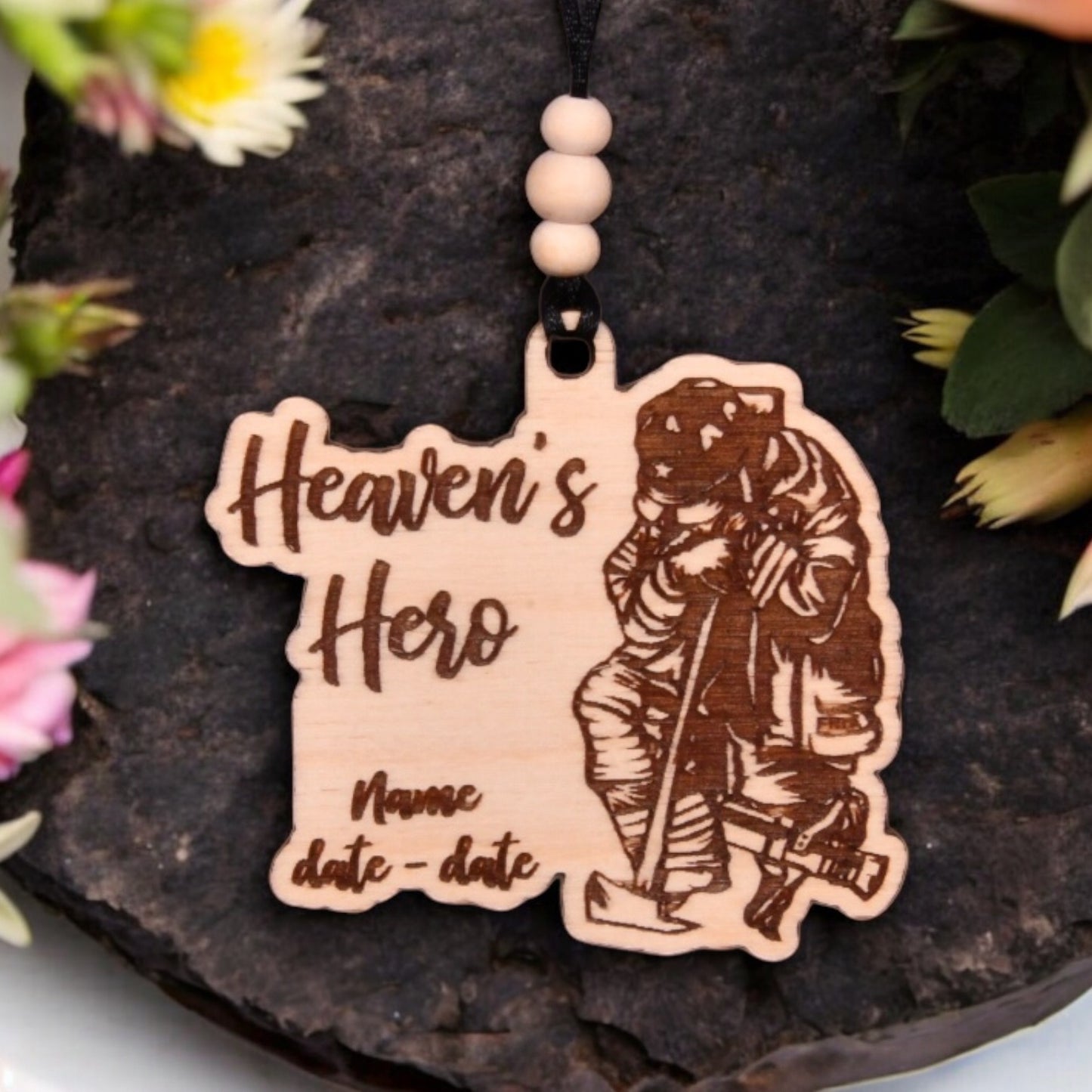 Fire Fighter - Heaven's Hero Christmas Ornament or Mirror Hanger (FireFighter-004)