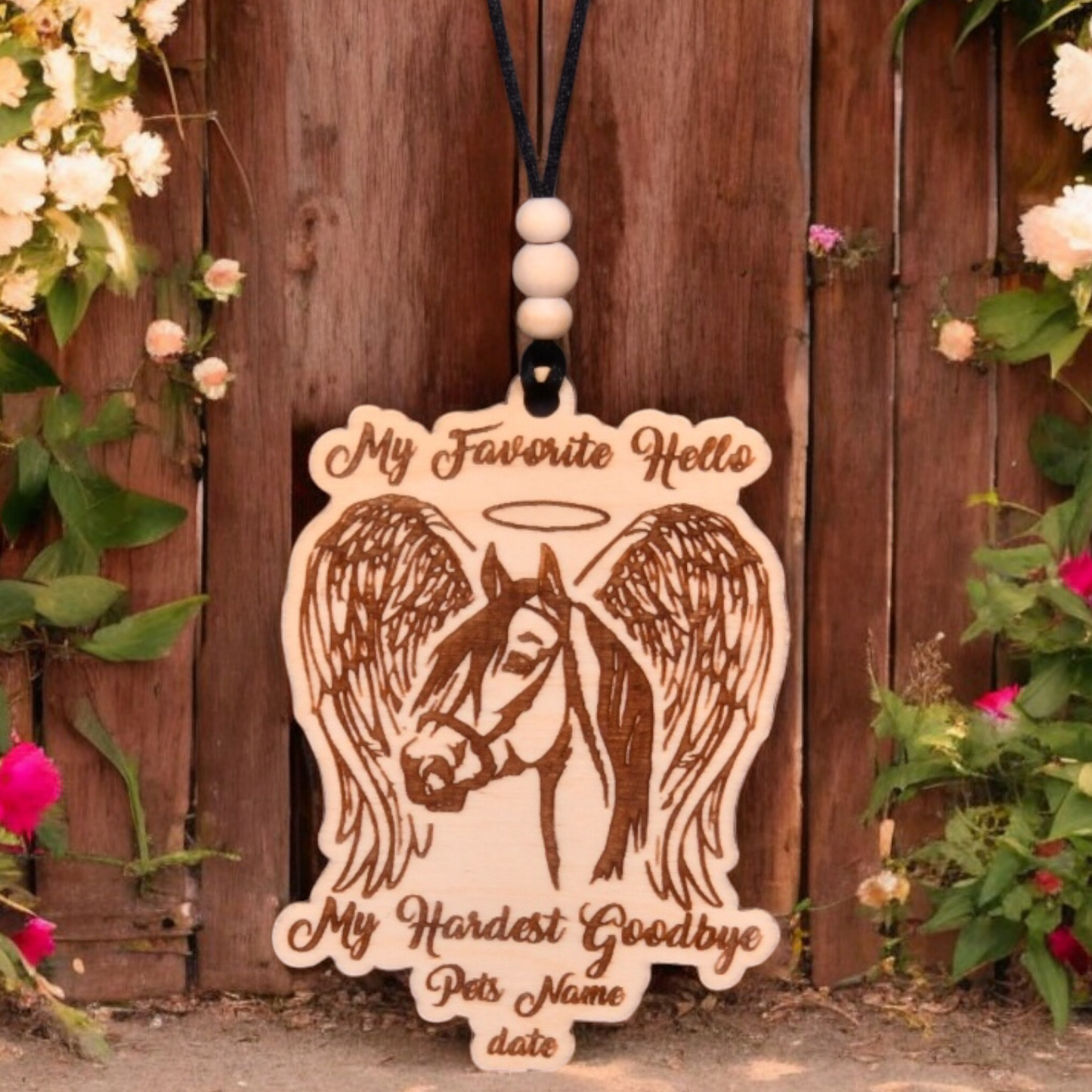 My Favorite Hello - Horse Christmas Ornament or Mirror Hanger (Pet-Horse-001)