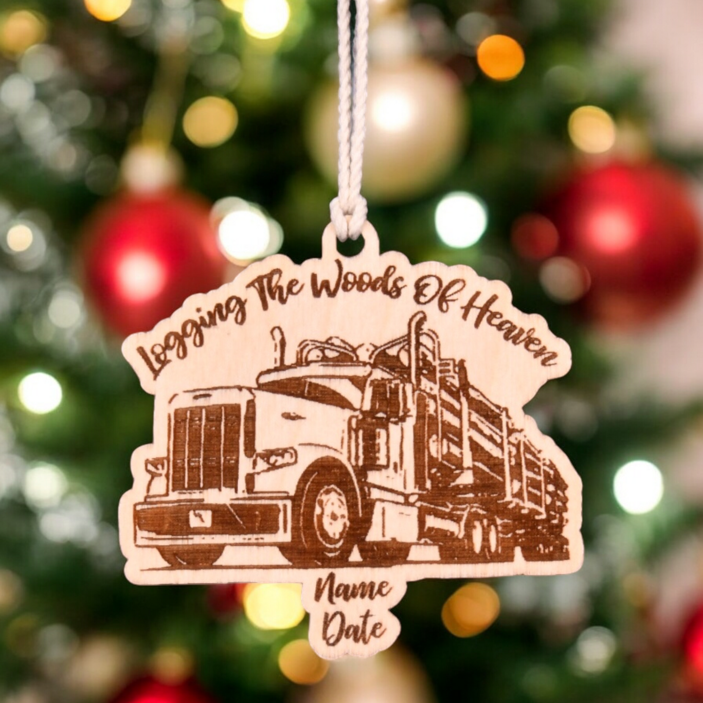 Log Truck Christmas Ornament or Mirror Hanger (LogTruck-001)