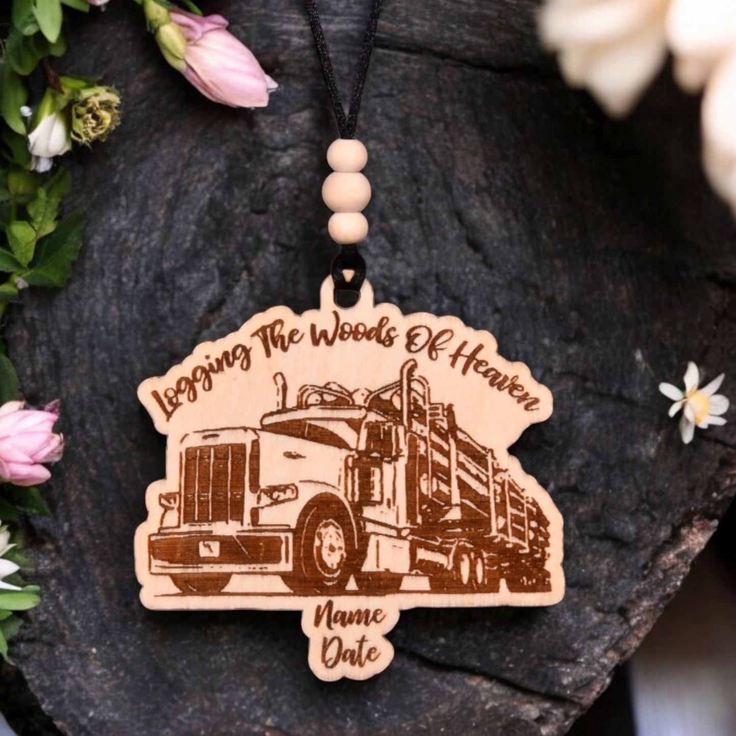 Log Truck Christmas Ornament or Mirror Hanger (LogTruck-001)