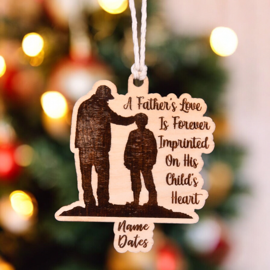 Father's Love Christmas Ornament or Mirror Hanger (Dad-Child-003)