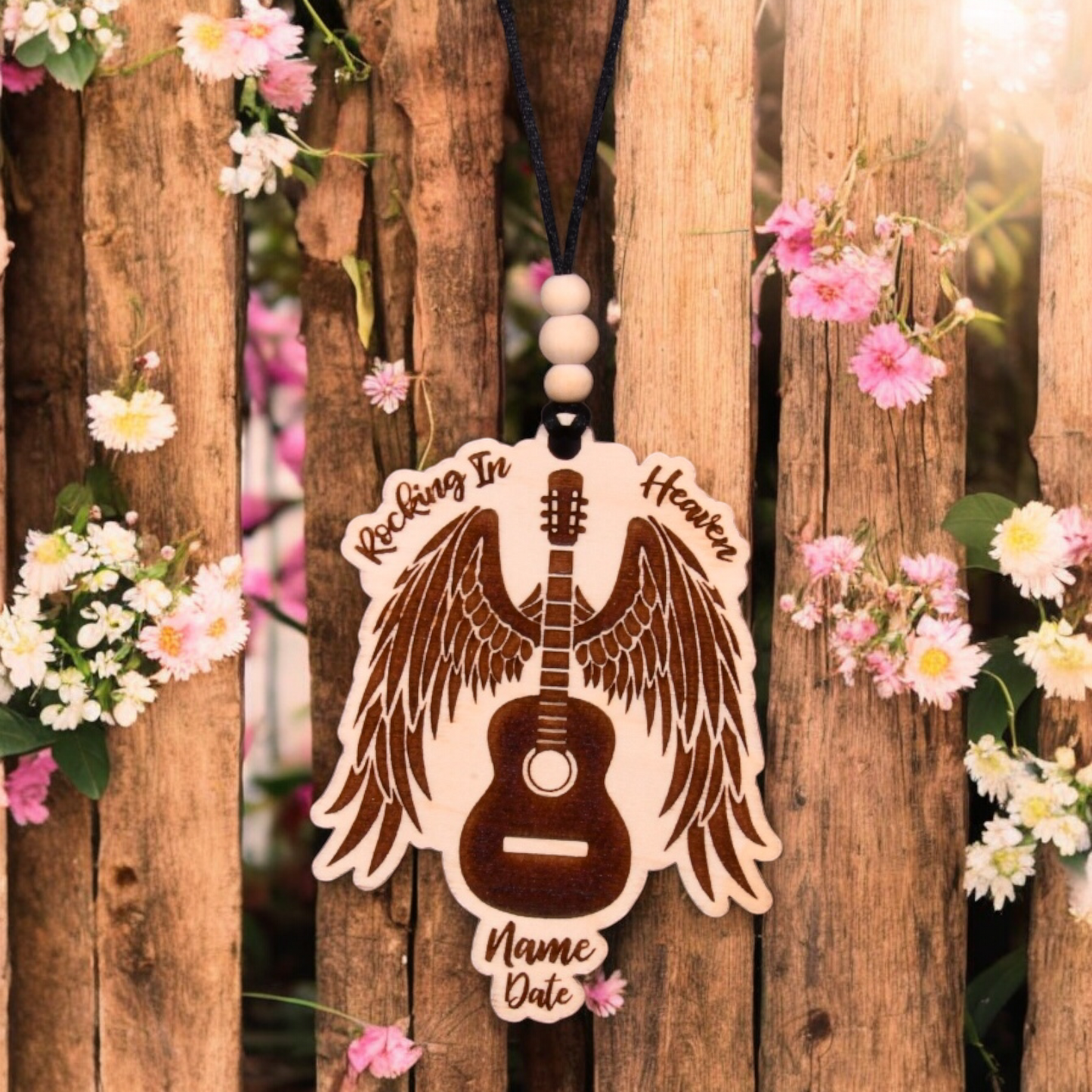 Guitar With Wings Christmas Ornament or Mirror Hanger (Guitar-003)