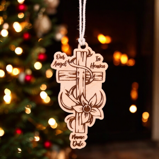 Cross Christmas Ornament or Mirror Hanger (Cross-002)