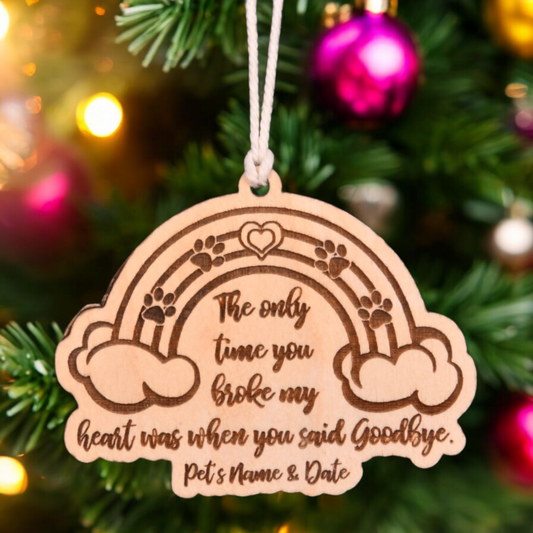 Rainbow Bridge Pet Memorial Christmas Ornament or Mirror Hanger (PetMemorial-003)