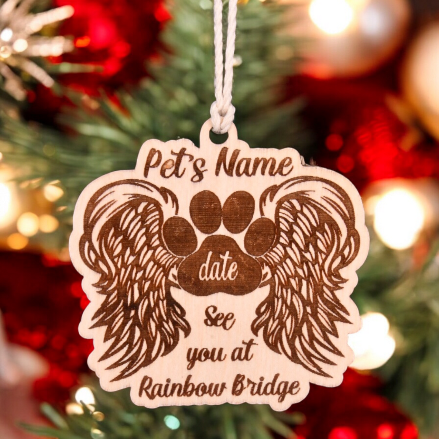 Rainbow Bridge Pet Memorial Christmas Ornament or Mirror Hanger (PetMemorial-001a)