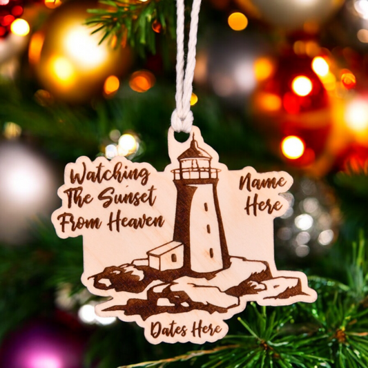 Lighthouse Memorial Christmas Ornament or Mirror Hanger (Lighthouse-001)