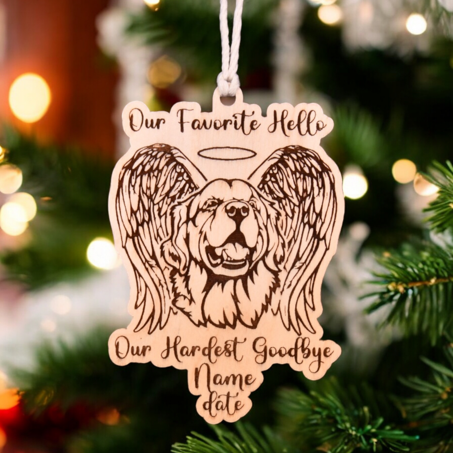 Favorite Hello - Golden Retriever Christmas Ornament or Mirror Hanger (Pet-GR-001)