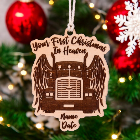 Semi Truck Christmas Ornament or Mirror Hanger (Semi-001)