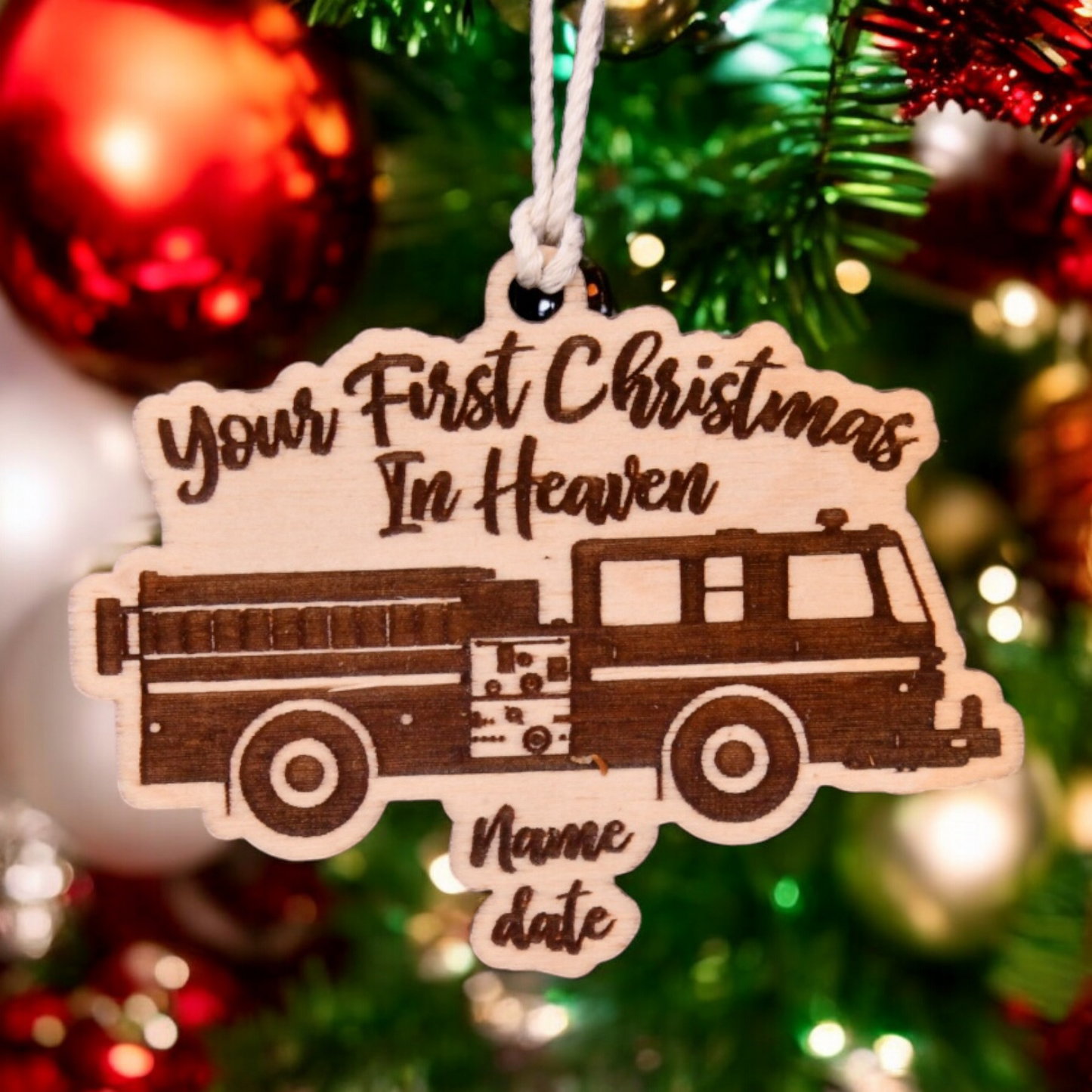 Fire Fighter - Fire Truck Christmas Ornament or Mirror Hanger (FireFighter-001)