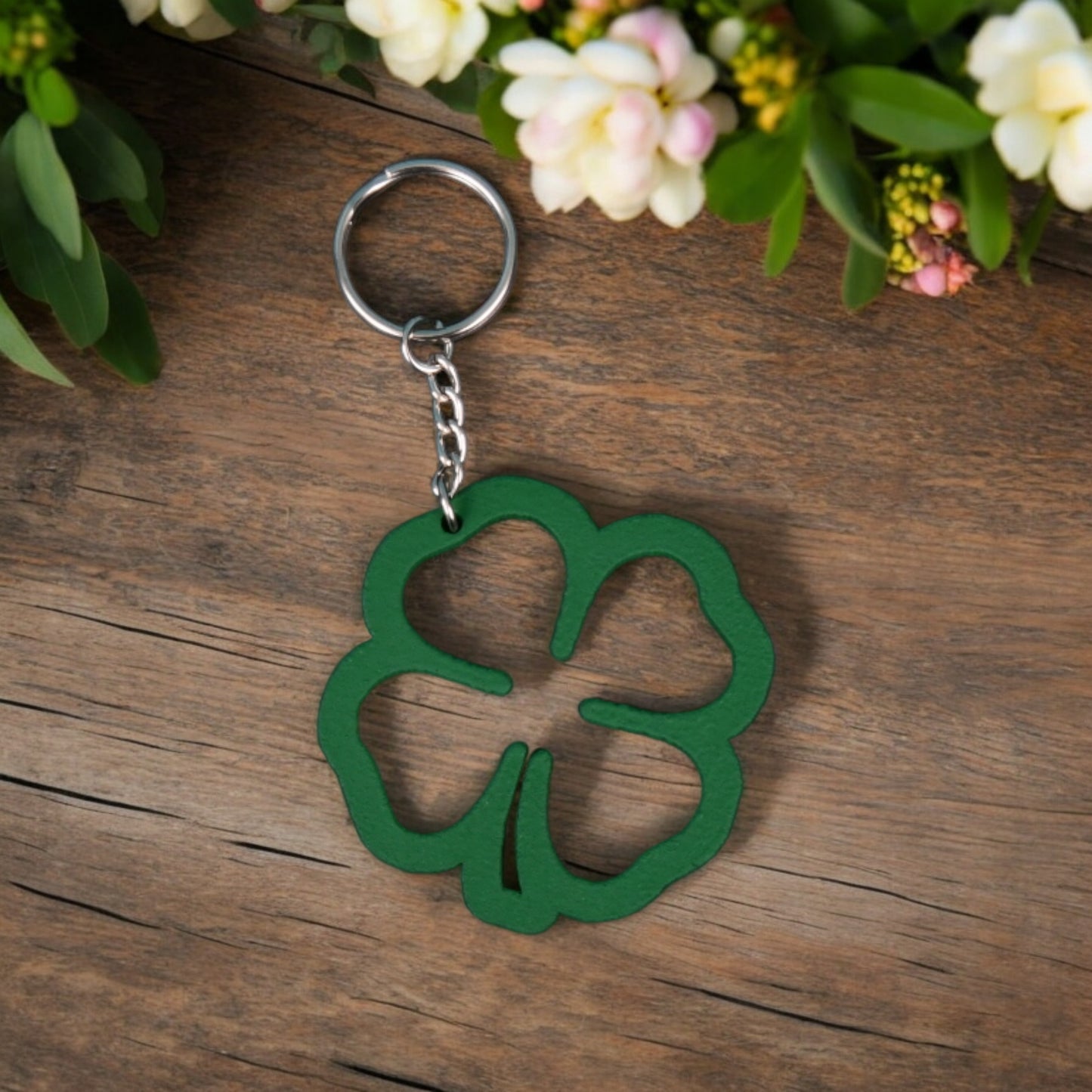 Buyer Thank You Green Wooden Clover Keychain