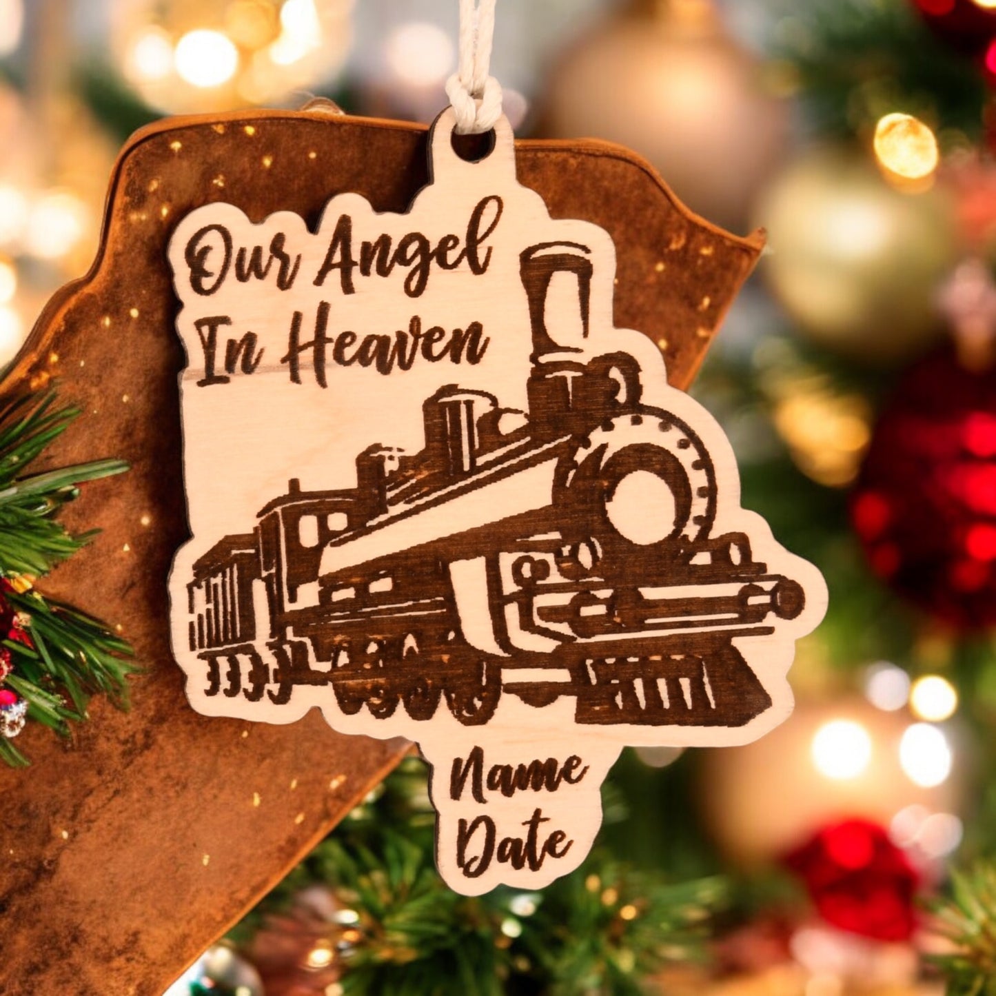 Train Christmas Ornament or Mirror Hanger (Train-002)