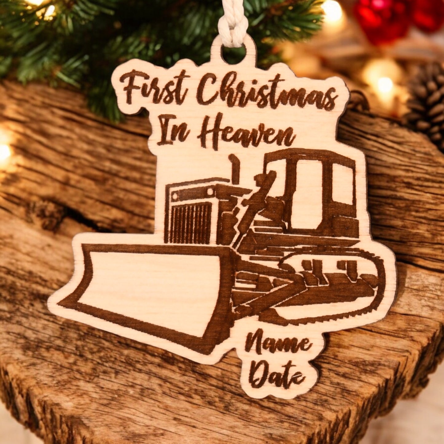 Bulldozer Christmas Ornament or Mirror Hanger (Bulldozer-001)