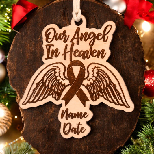 Angel Wings With Ribbon Christmas Ornament or Mirror Hanger (AngelWings-007)