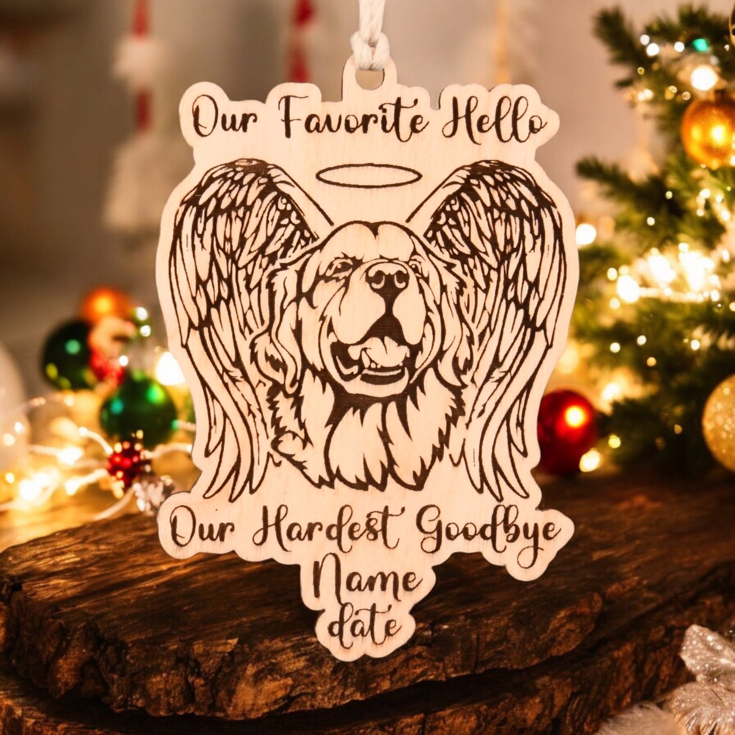 Favorite Hello - Golden Retriever Christmas Ornament or Mirror Hanger (Pet-GR-001)