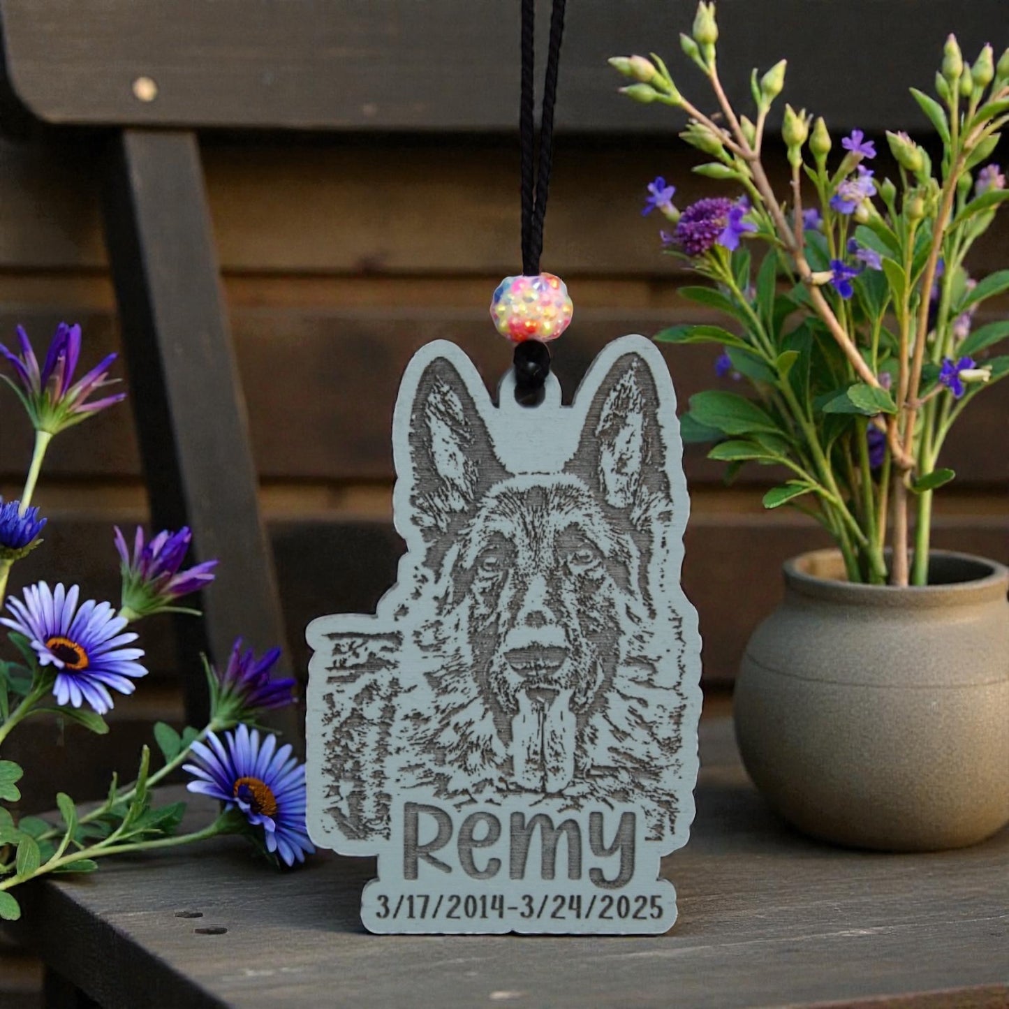 Pet Photo Memorial Christmas Ornament or Mirror Hanger (PetMem-Photo-001)