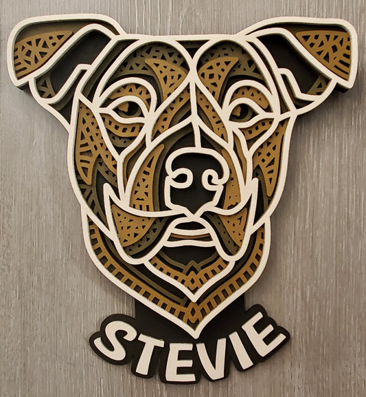 Pitbull With Name Layered Sign or Door Hanger
