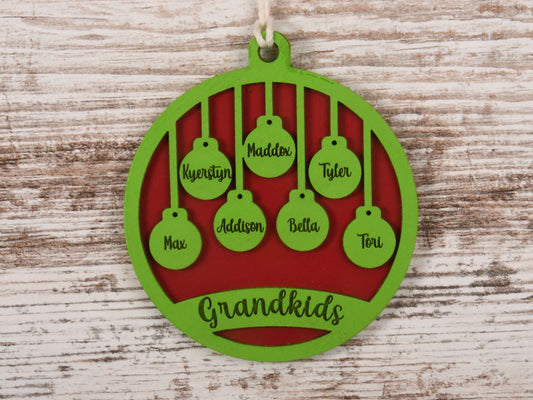 Grandkids Christmas Ornament or Mirror Hanger